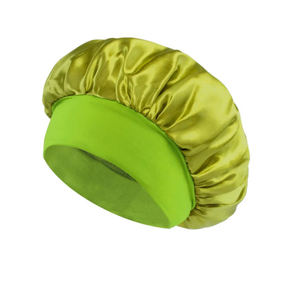 Gorro de satén para mujer, ideal para dormir y cuidar el cabello. Gorro de seda de ala ancha con banda elástica suave.