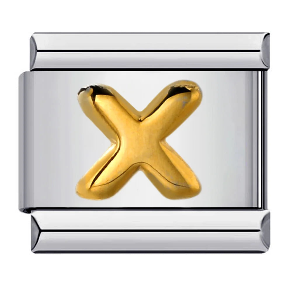 Trendy Italian Charms Bracelet 26 English A-Z Letter Name Custom Gold Color DIY Jewelry Making Gift Hand Bangle Chain Jewellry