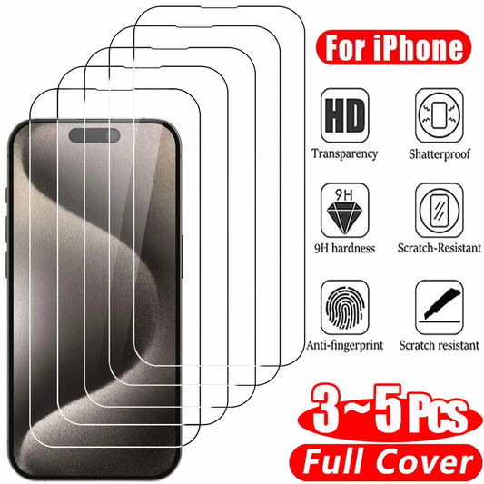 Protector de pantalla de cristal templado para iPhone 15, 16, 17 Pro Max, 11, 12, 13, 14, 15 Pro y 13 Mini/16 Plus.