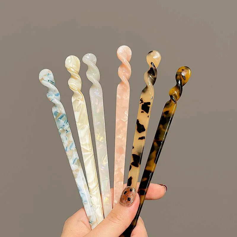 Vintage Chinese Style Hair Sticks for Women Girls Fashion Acetate Chopstick Shaped Hair Clips Pins Jewelry Hair Accessories
