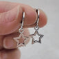Simple Silver Color Star Earrings for Women Opal Stone Heart Hoop Earrings Punk Y2K Cute Daily Wear Jewelry Party Gifts