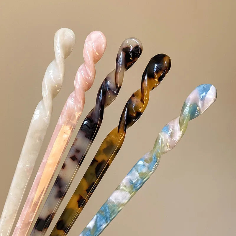 Vintage Chinese Style Hair Sticks for Women Girls Fashion Acetate Chopstick Shaped Hair Clips Pins Jewelry Hair Accessories