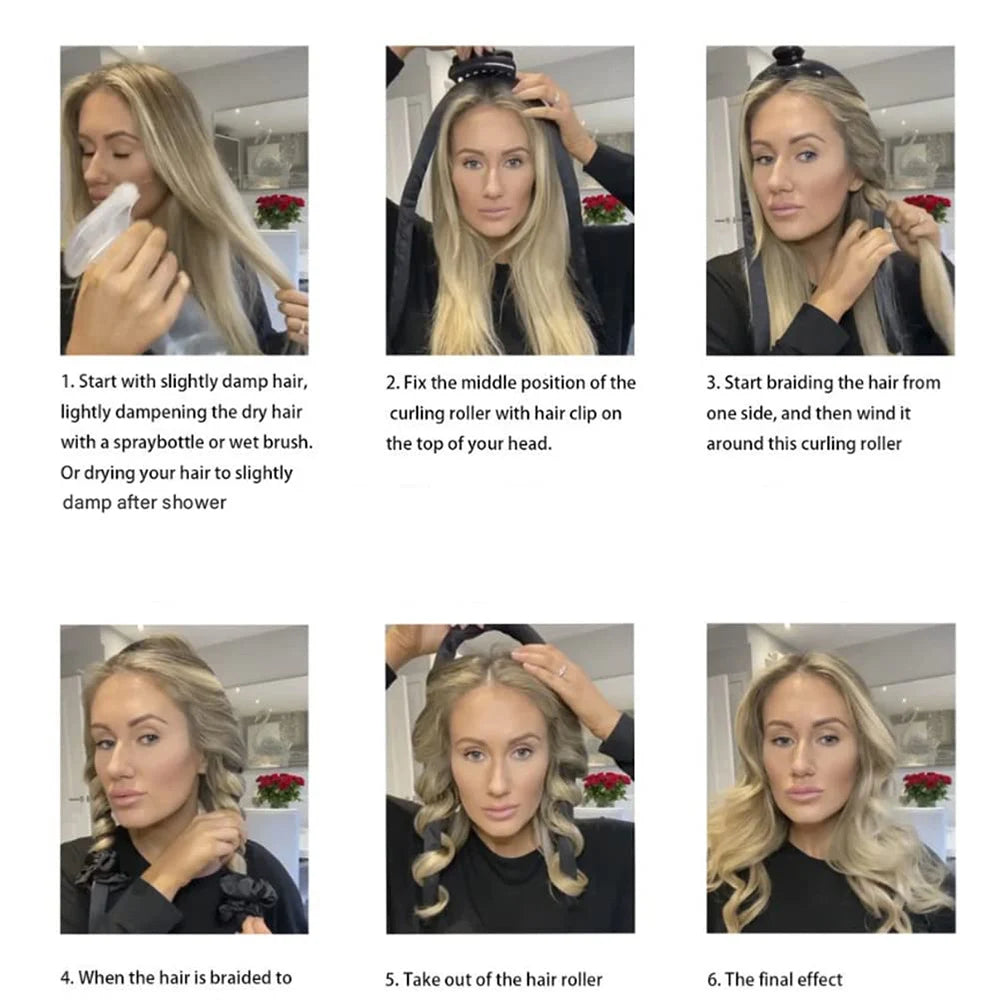 Diadema rizadora sin calor, rulos de cinta de seda para rizos, diadema suave para dormir, rizadores de cabello para cabello suelto, herramientas para peinar el cabello