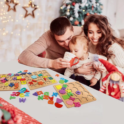 Rompecabezas de madera para niños de 3 años con letras y números. Juguetes educativos Montessori para aprender el abecedario. Regalo preescolar.