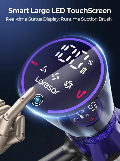 Aspiradora inalámbrica Laresar V7 de 500 W y 50 kPa con potencia de succión. Electrodoméstico inteligente de mano. Batería extraíble. Depósito de polvo.