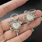 Simple Silver Color Star Earrings for Women Opal Stone Heart Hoop Earrings Punk Y2K Cute Daily Wear Jewelry Party Gifts