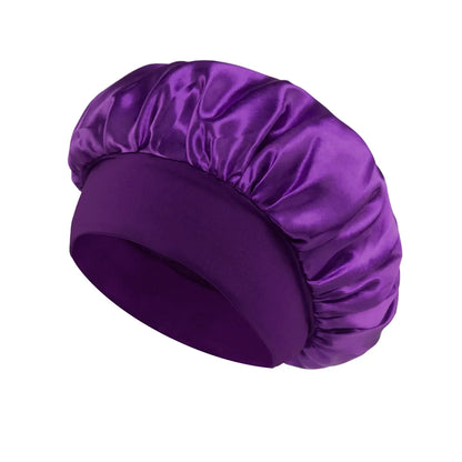 Gorro de satén para mujer, ideal para dormir y cuidar el cabello. Gorro de seda de ala ancha con banda elástica suave.