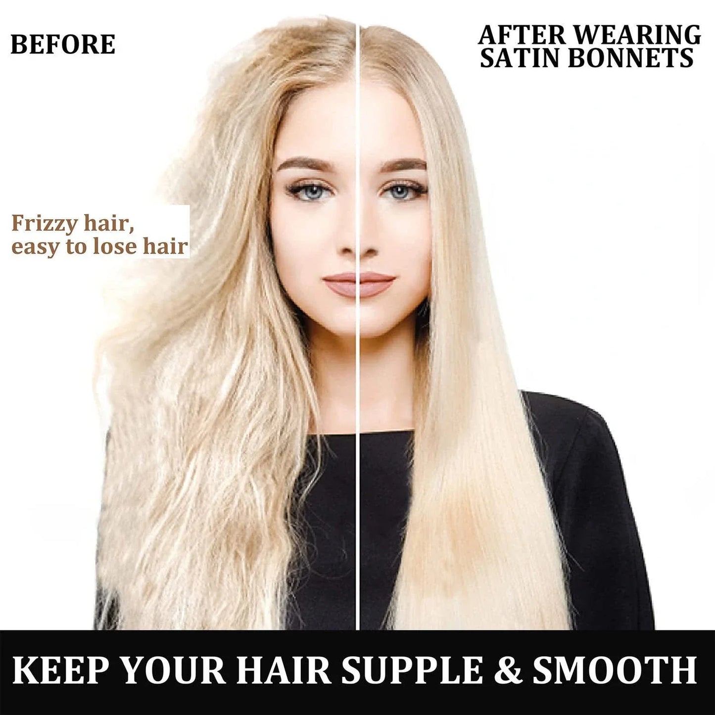 Gorro de satén para mujer, ideal para dormir y cuidar el cabello. Gorro de seda de ala ancha con banda elástica suave.