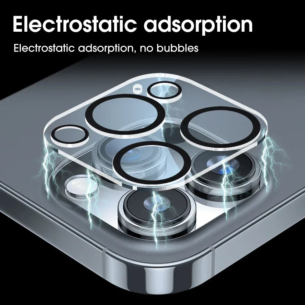 4 protectores de pantalla de cristal templado HD para la cámara trasera del iPhone 13 Mini, 13, 14, 15, 16 y 17 Pro Max. Protector de lente trasera, película de cristal antirrayas.