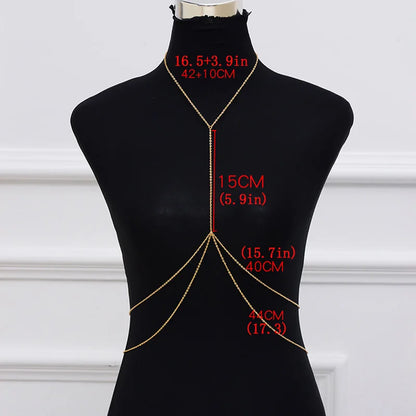 Collar con cadena sexy para el pecho, bikini, cintura y vientre, ideal para mujer. También disponible en bikini, con diseño cruzado y cadena para el cuerpo. Ideal para la playa.