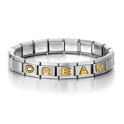 Trendy Italian Charms Bracelet 26 English A-Z Letter Name Custom Gold Color DIY Jewelry Making Gift Hand Bangle Chain Jewellry