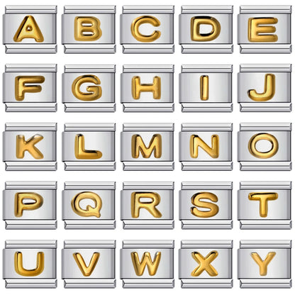 Trendy Italian Charms Bracelet 26 English A-Z Letter Name Custom Gold Color DIY Jewelry Making Gift Hand Bangle Chain Jewellry