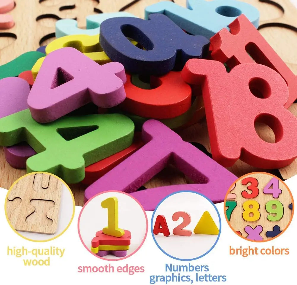 Rompecabezas de madera para niños de 3 años con letras y números. Juguetes educativos Montessori para aprender el abecedario. Regalo preescolar.