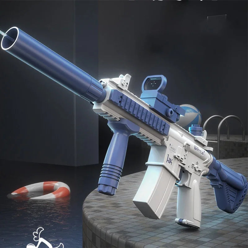 Pistola de agua eléctrica, totalmente automática, juguete de tiro, ideal para la playa, el verano y actividades al aire libre. Regalo perfecto para niños y adultos. Modelo M416.