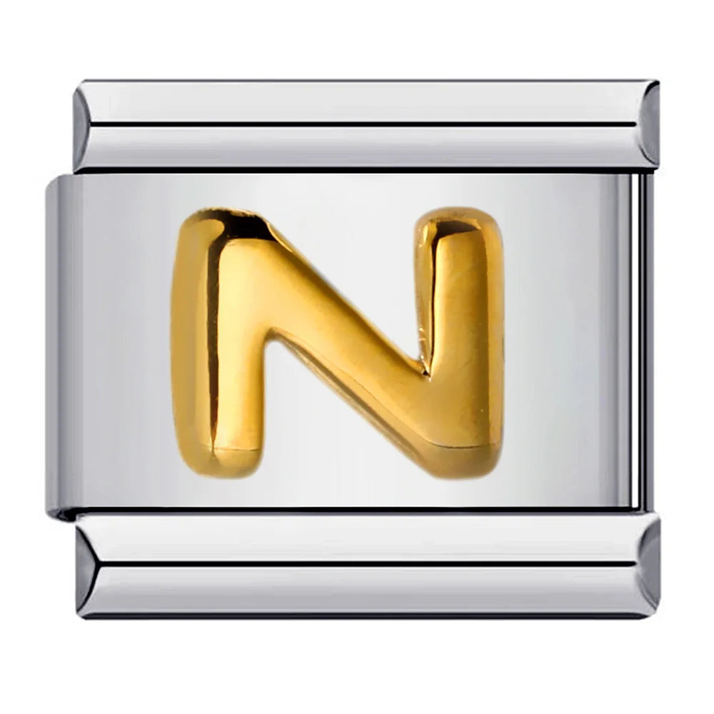 Trendy Italian Charms Bracelet 26 English A-Z Letter Name Custom Gold Color DIY Jewelry Making Gift Hand Bangle Chain Jewellry