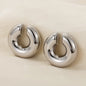 1 Pair Smooth Circle C Shape Clip Earrings For Women Lightweight Without Piercing Cartilage Ear Cuff Gold Silver Color Earrings
