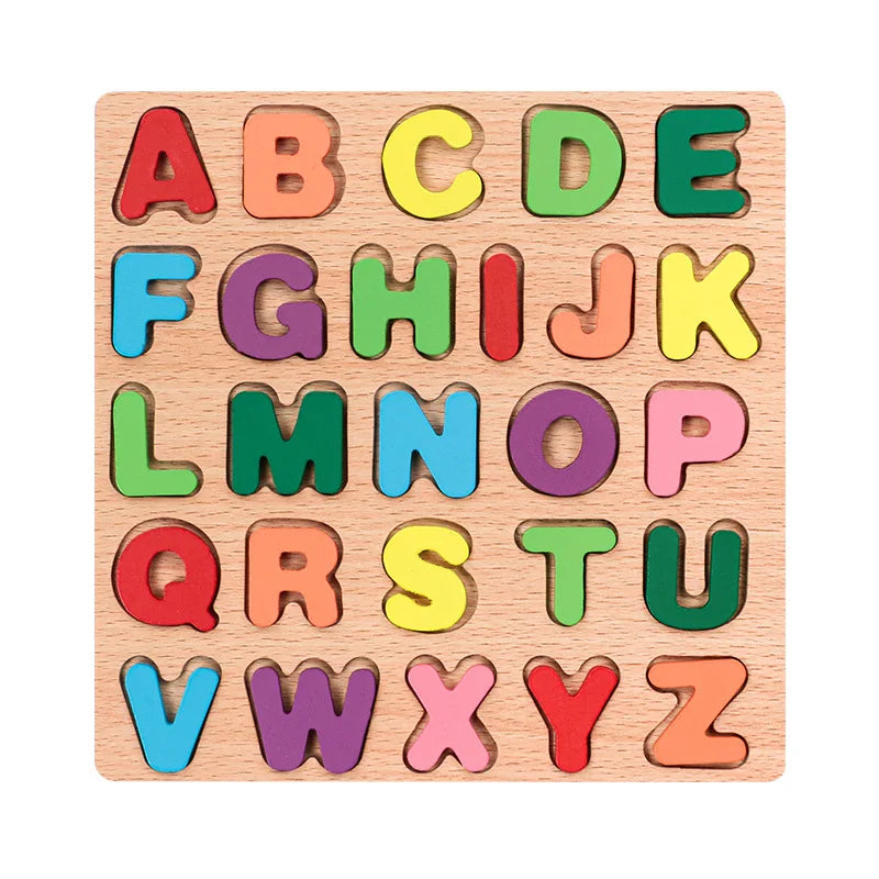 Rompecabezas de madera para niños de 3 años con letras y números. Juguetes educativos Montessori para aprender el abecedario. Regalo preescolar.